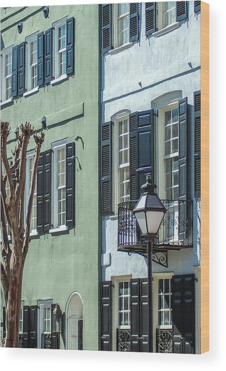 House Wood Print featuring the photograph Rainbow Row Street In Charleston South Carolina #7 by Alex Grichenko