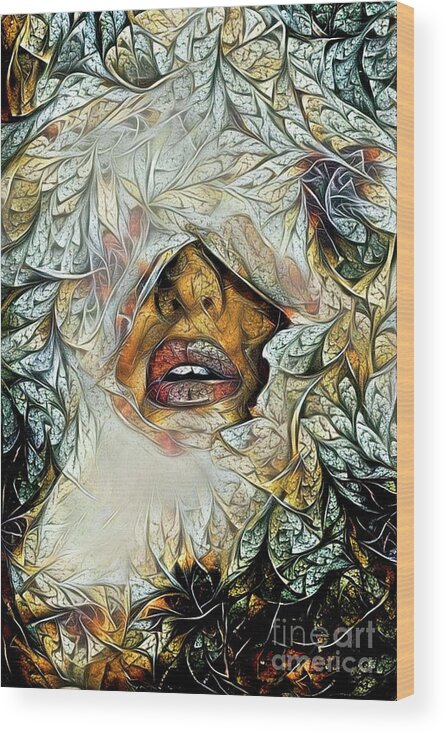 Anonymous Wood Print featuring the digital art Hidden Face with Lipstick #8 by Amy Cicconi
