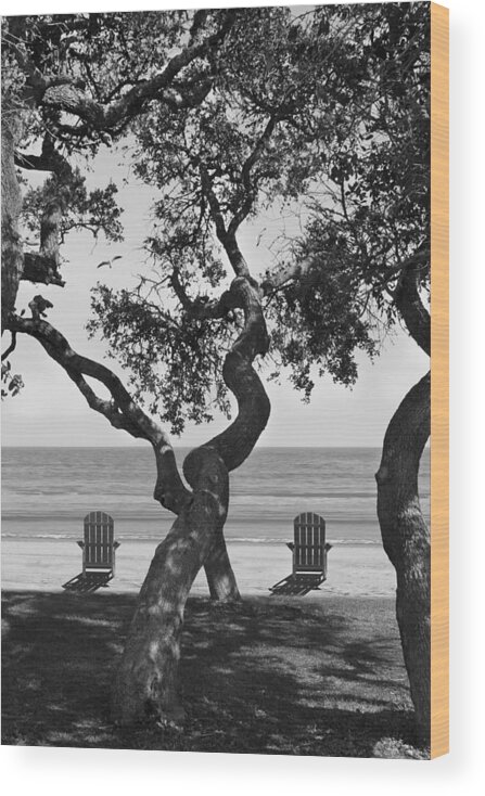 Seascape Wood Print featuring the photograph A Day At The Beach BW by Mike McGlothlen