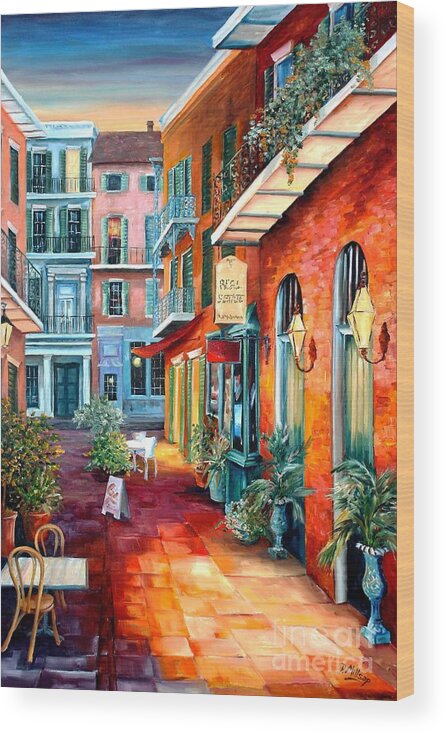 New Orleans Wood Print featuring the painting A French Quarter Evening by Diane Millsap