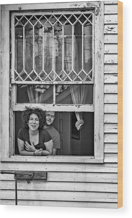 New Orleans Wood Print featuring the photograph A New Orleans Greeting 2 bw by Steve Harrington