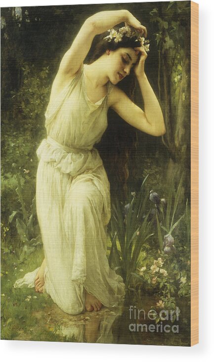 A Nymph In The Forest Wood Print featuring the painting A Nymph in the Forest by Charles Amable Lenoir