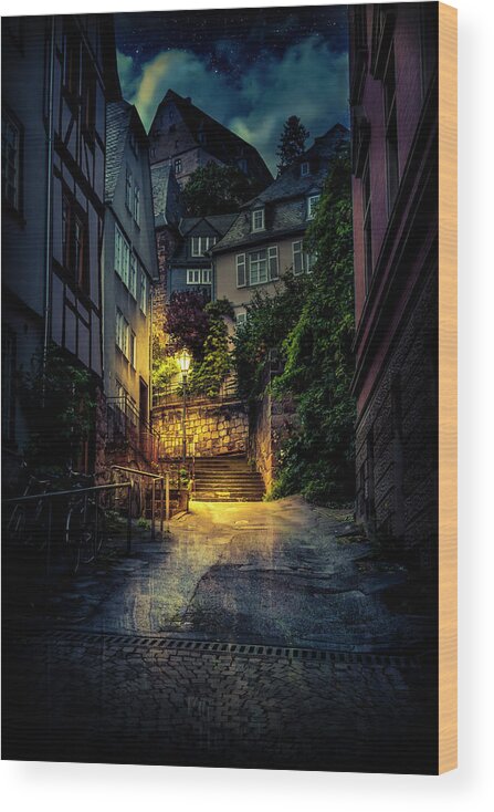 Marburg Wood Print featuring the photograph A Wet Evening in Marburg by David Morefield