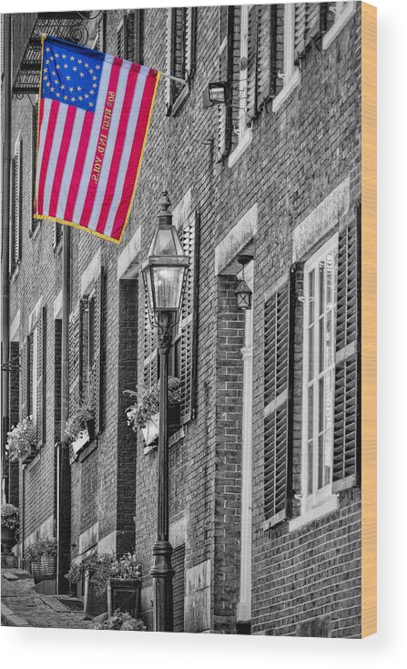 Acorn Street Wood Print featuring the photograph Acorn Street Details SC by Susan Candelario