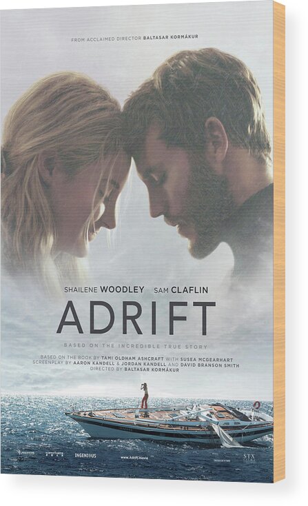 Adrift Wood Print featuring the mixed media Adrift by Movie Poster Prints