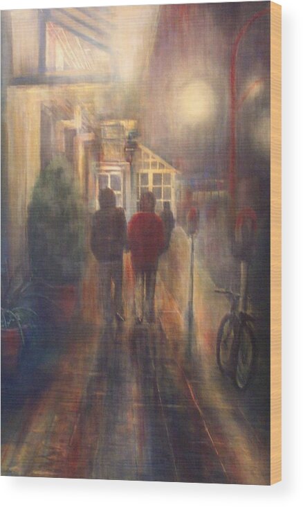 People Wood Print featuring the painting After Hours by Victoria Heryet