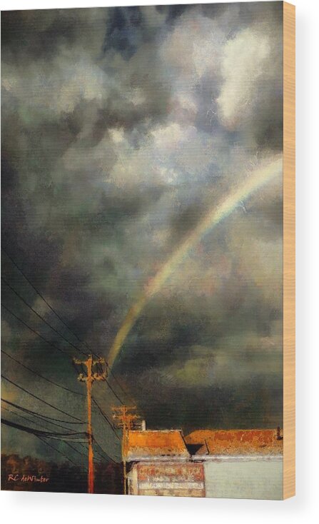 Rainbow Wood Print featuring the painting After the Storm by RC DeWinter