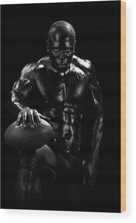 Football Wood Print featuring the photograph Al Fotball Black and White 1 by Val Black Russian Tourchin