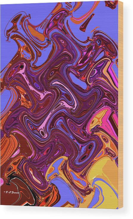 Ally Cats Squabble Abstract Wood Print featuring the digital art Ally Cats Squabble Abstract by Tom Janca