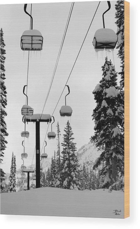 Chairlift Wood Print featuring the photograph Alta October by Brett Pelletier