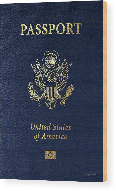 “passports” Collection Serge Averbukh Wood Print featuring the digital art American Passport Cover by Serge Averbukh