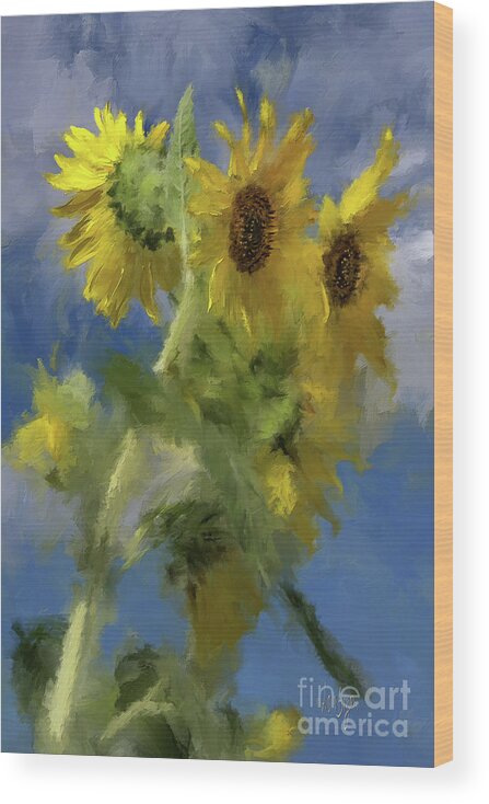 Sunflower Wood Print featuring the photograph An Impression of Sunflowers In The Sun by Lois Bryan