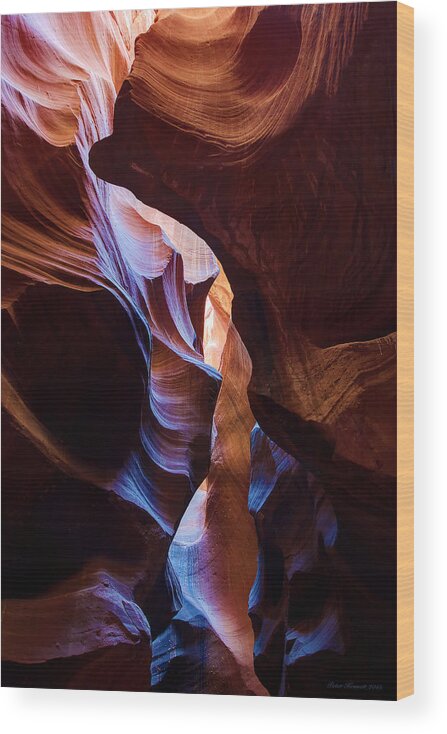 Antelope Canyon Wood Print featuring the photograph Antelope Canyon Squeeze by Peter Kennett