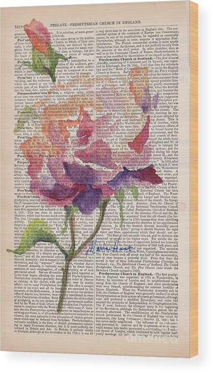 Antique Paper Wood Print featuring the painting Antique Rose On Antique Paper by Maria Hunt