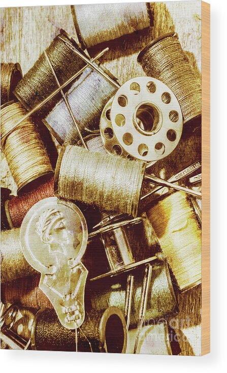 Sewing Wood Print featuring the photograph Antique sewing artwork by Jorgo Photography