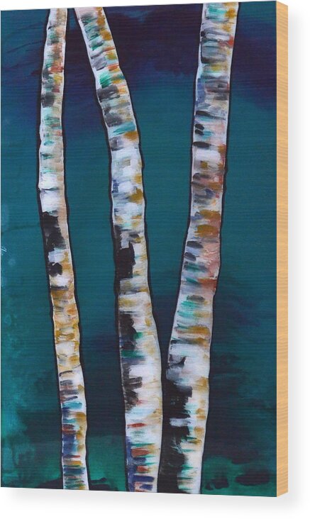 Abstract Wood Print featuring the painting Aqua Birch resin by Heather Lovat-Fraser