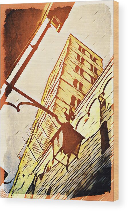 Arezzo Wood Print featuring the digital art Arezzo's Tower by Andrea Barbieri