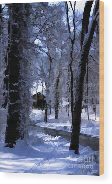 Winter Wood Print featuring the digital art Around the Corner by Xine Segalas
