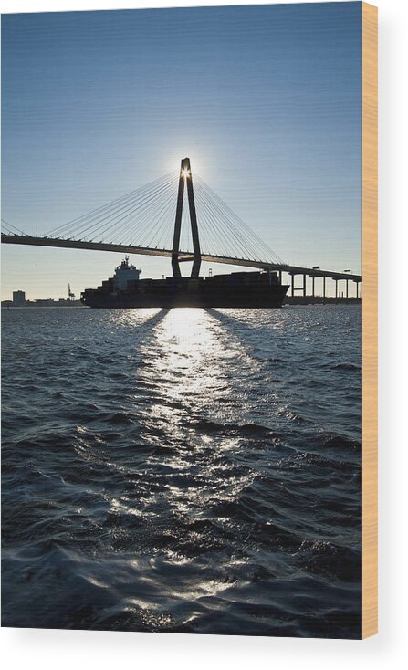 Arthur Wood Print featuring the photograph Arthur Ravenel Bridge Shadows by Dustin K Ryan