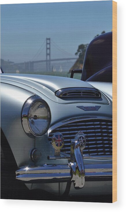  Wood Print featuring the photograph Austin Healey and Golden Gate Bridge by Dean Ferreira