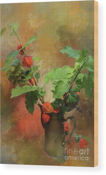 Chinese Lantern Wood Print featuring the photograph Autumn Still Life by Eva Lechner