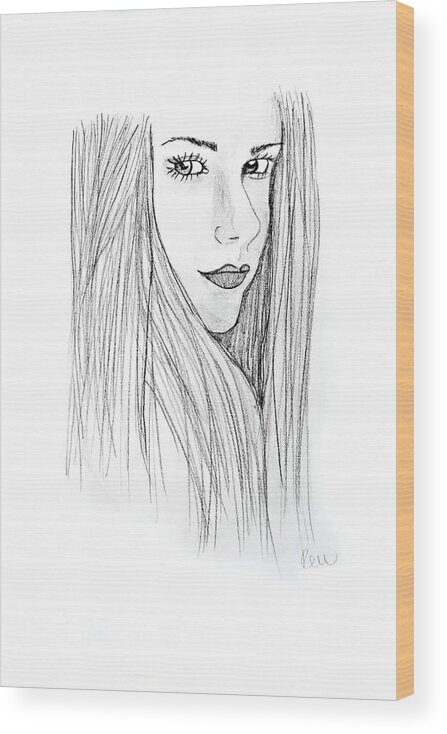 Avril Lavigne Wood Print featuring the drawing Avril by Rebecca Wood
