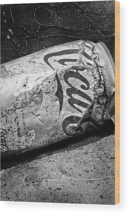 Coca Cola Wood Print featuring the photograph B and W Coke Can by Michael Hope