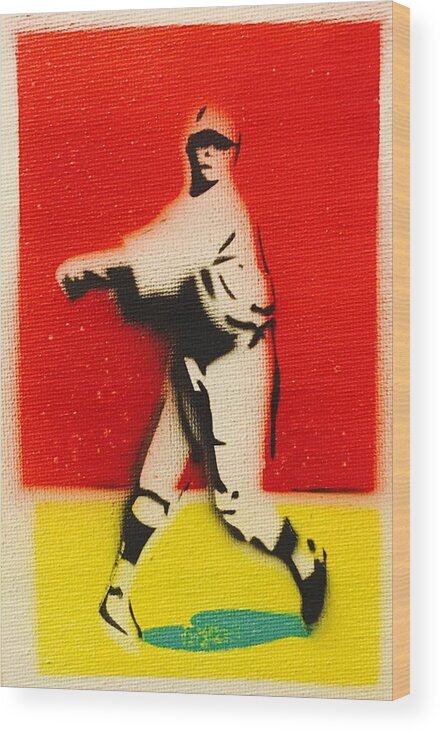 Baseball Wood Print featuring the painting Babe Ruth by John Creech