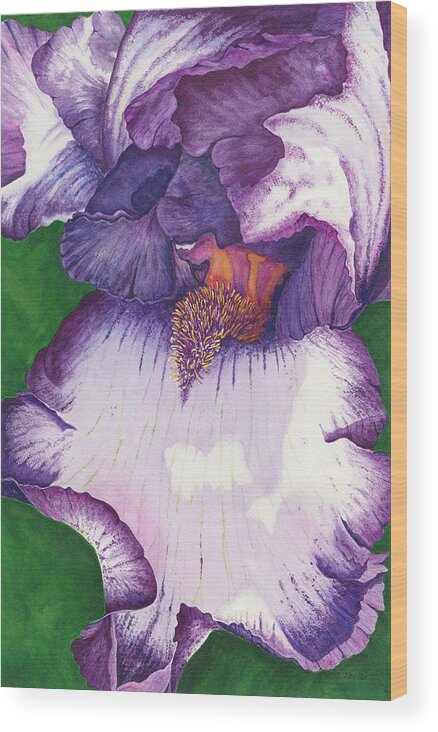 Iris Wood Print featuring the painting Backyard Beauty by Lori Taylor