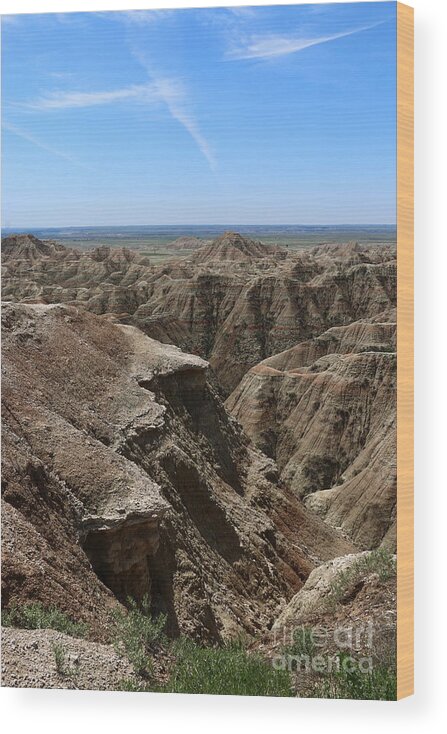  Badlands Wood Print featuring the photograph Badlands Canyon View by Christiane Schulze Art And Photography