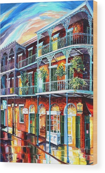 New Orleans Wood Print featuring the painting Balconies on St. Peter Street by Diane Millsap