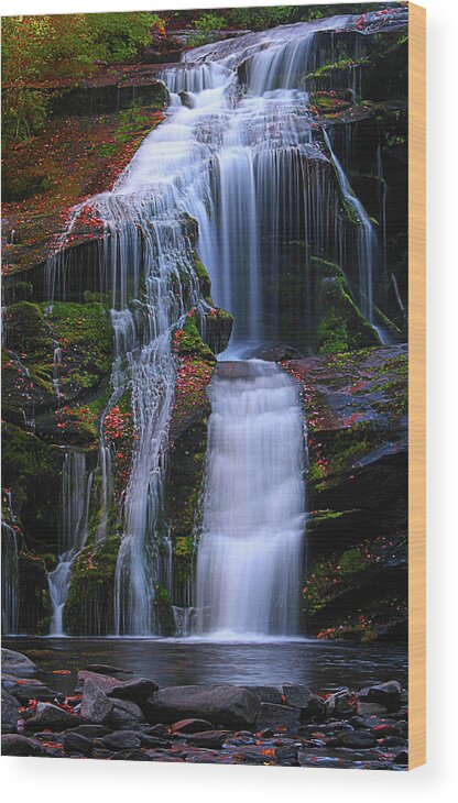 Waterfall. Americana Wood Print featuring the photograph Bald River Falls by Elijah Knight