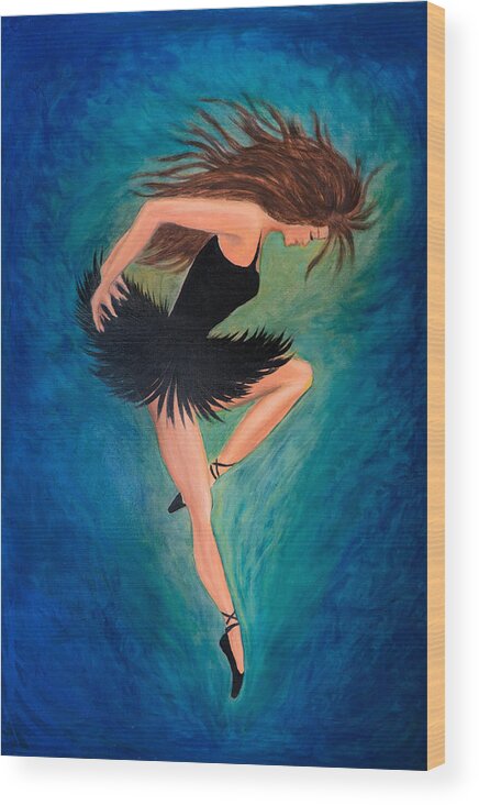 Ballerina Wood Print featuring the painting Ballerina Dancer by Lilia S