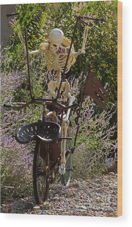 Skeleton Wood Print featuring the photograph Bare Bones Cycling-Signed-#666 by J L Woody Wooden