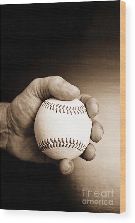Baseball Wood Print featuring the photograph Baseball by Emilio Lovisa