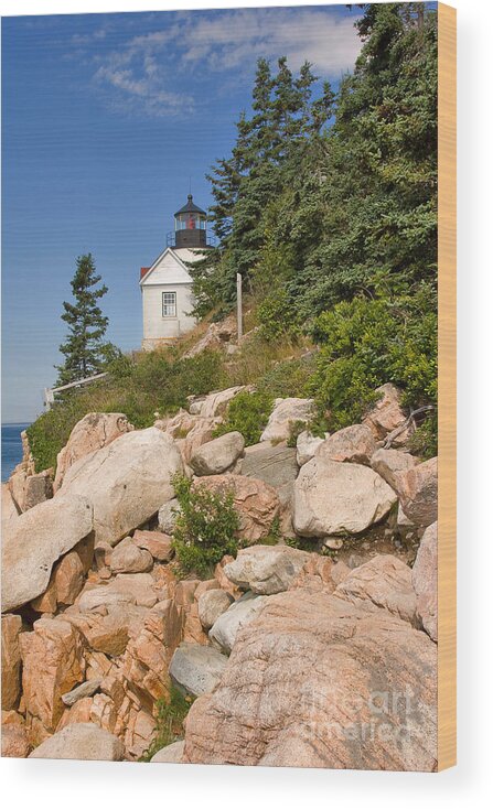 Travel Wood Print featuring the photograph Bass Harbor Lighthouse Mt Desert Island Maine by Louise Heusinkveld