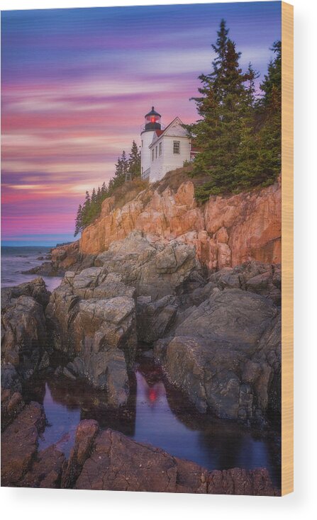 Maine Wood Print featuring the photograph Bass Harbor Sunrise by Darren White