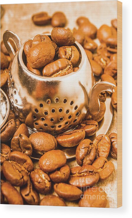 Teapot Wood Print featuring the photograph Beans the little teapot by Jorgo Photography