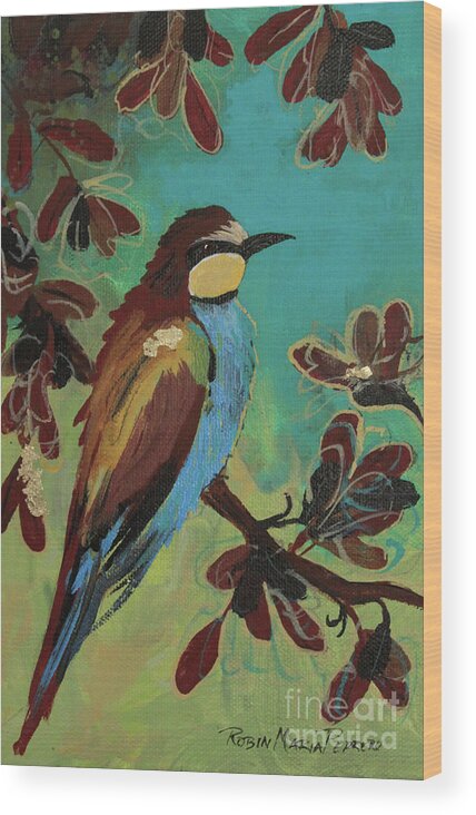Bee Eater Wood Print featuring the painting Bee eater by Robin Pedrero