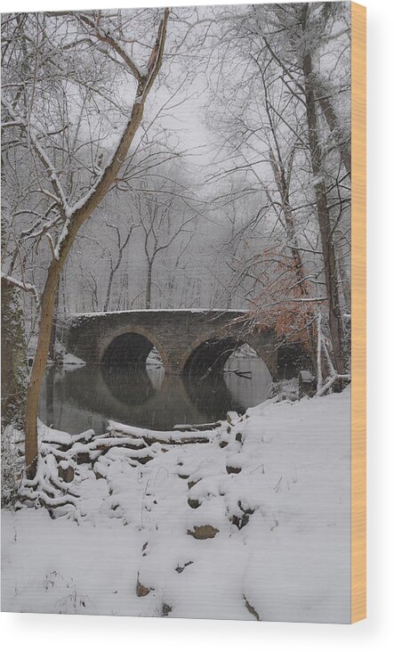 Bells Wood Print featuring the photograph Bells Mill Bridge on a Snowy Day by Bill Cannon
