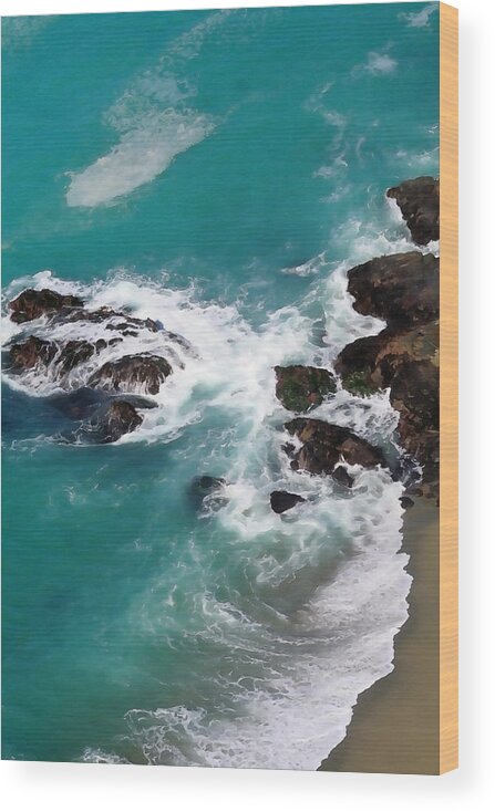 Big Sur Wood Print featuring the photograph Big Sur Foam by Art Block Collections