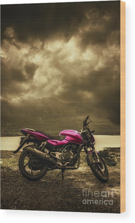 Motorbike Wood Print featuring the photograph Bike by Charuhas Images