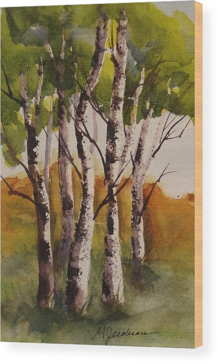 Trees Wood Print featuring the painting Birch by Marilyn Jacobson