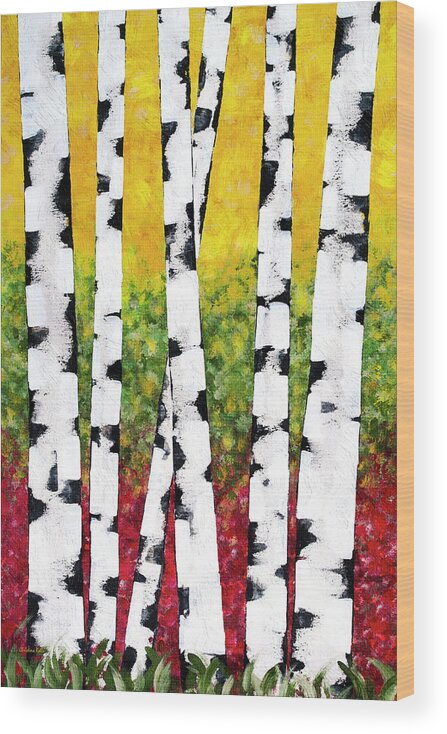 Birch Trees Wood Print featuring the painting Birch Forest Trees by Christina Rollo
