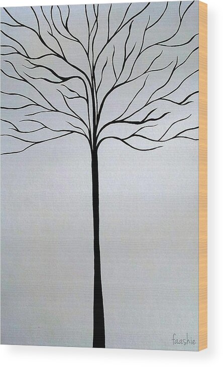 Tree Wood Print featuring the painting Black tree by Faashie Sha