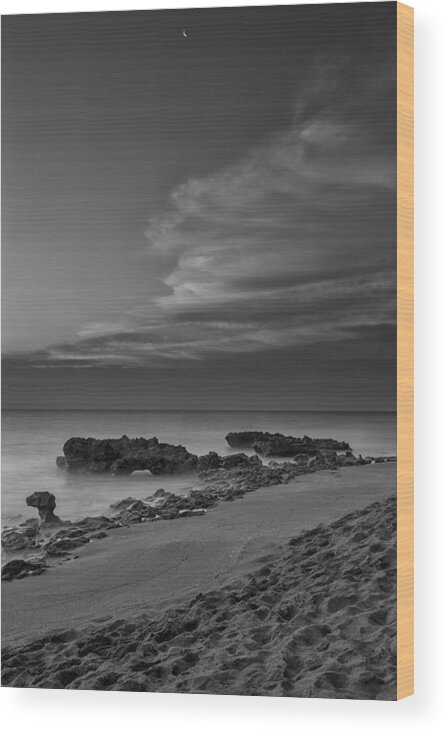 Atlantic Wood Print featuring the photograph Blowing Rocks Black and White Sunrise by Andres Leon