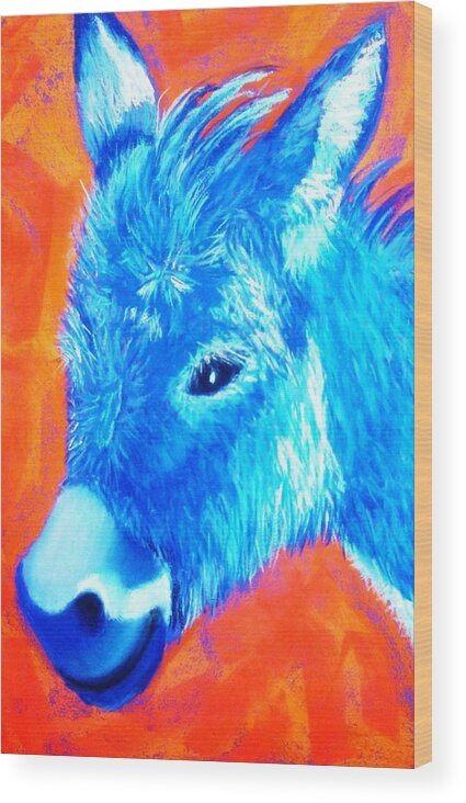 Burro Wood Print featuring the painting Blue Burro by Melinda Etzold