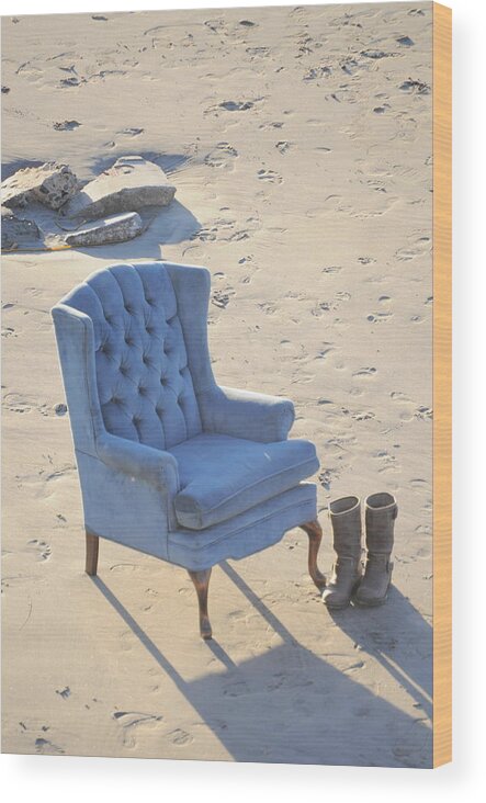 Blue Wood Print featuring the photograph Blue Chair by Bridgette Gomes