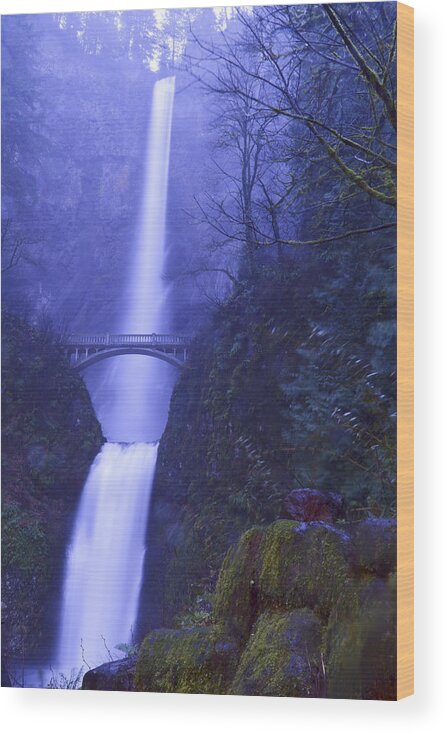 Multnomah Falls Wood Print featuring the photograph Blue Flow by Kellie Prowse