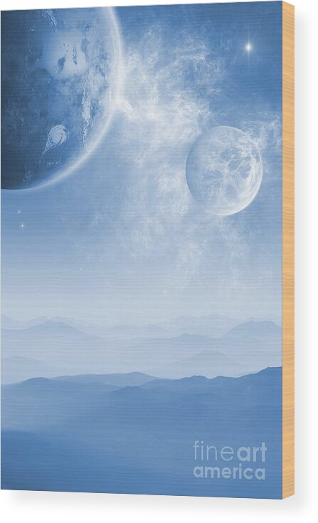 3d Wood Print featuring the digital art Blue Moon by Ann Garrett